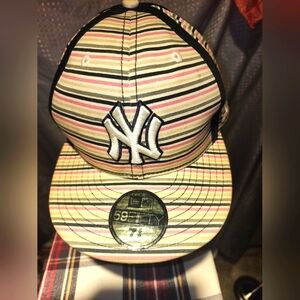 New York Yankees 59 Fifty Multi Color Striped Plaid Baseball 7 5/8 Hat